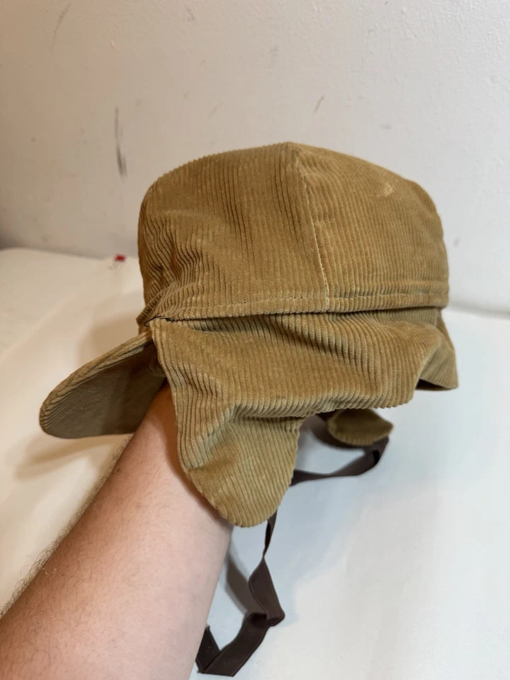 De colección Años 60 70 Marrón Pana Orejeras Corbatas para la barbilla Gorra Ajustada Sombrero Para Hombres 7 1/4 Foto 3 de 4