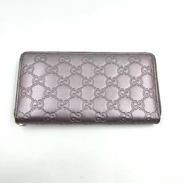 11.03 008 Gucci Guccissima Leather GG Logo Zip Around Zippy Long Wallet