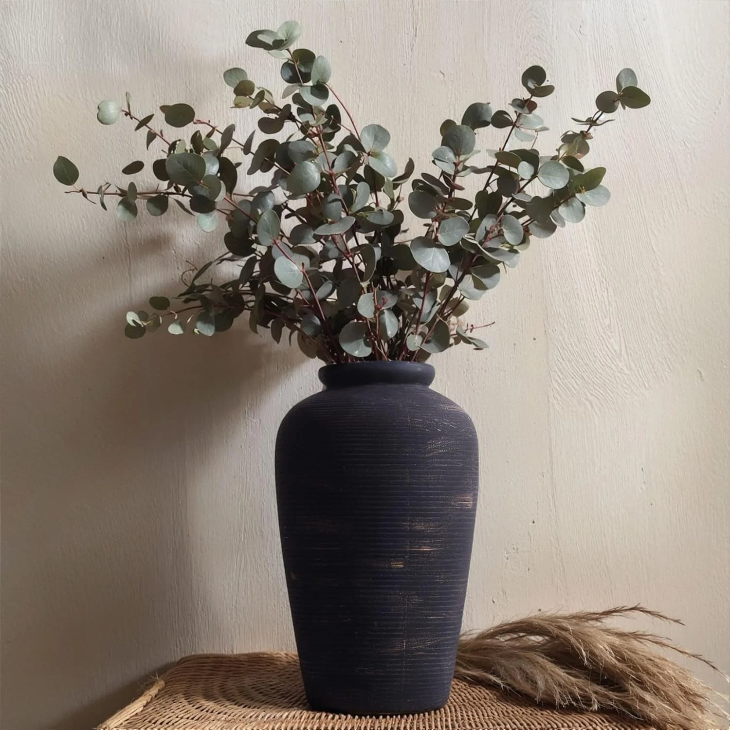 Large Black Vase 11" Tall Rustic Farmhouse Vase Black Ceramic Vintage Decorative
Opens in a new wind