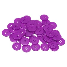 50pcs 36L Sewing Buttons 7/8" Resin Round Flat 4-Hole Craft Buttons, Purple