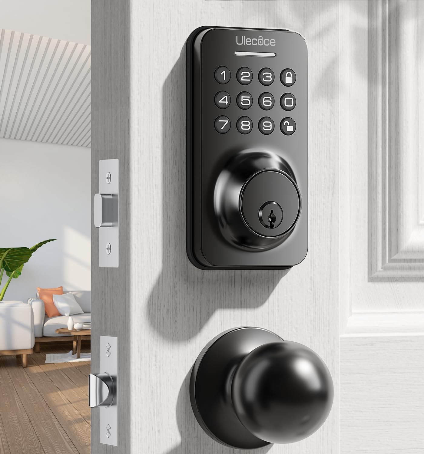 Smart Keyless Entry Deadbolt Lock with Handle for Front Doors