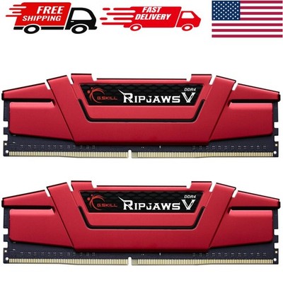RipjawsV DDR4 16GB (2x8GB) 3200MT/s RAM with Intel XMP - Red U-DIMM