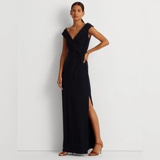 Lauren Ralph Lauren Jersey Off-the-Shoulder Gown Black 18