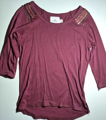 H&M LOGG Bluse Shirt Tunika XS 32 34 hm rot bordeaux dunkelrot Stickerei Damen