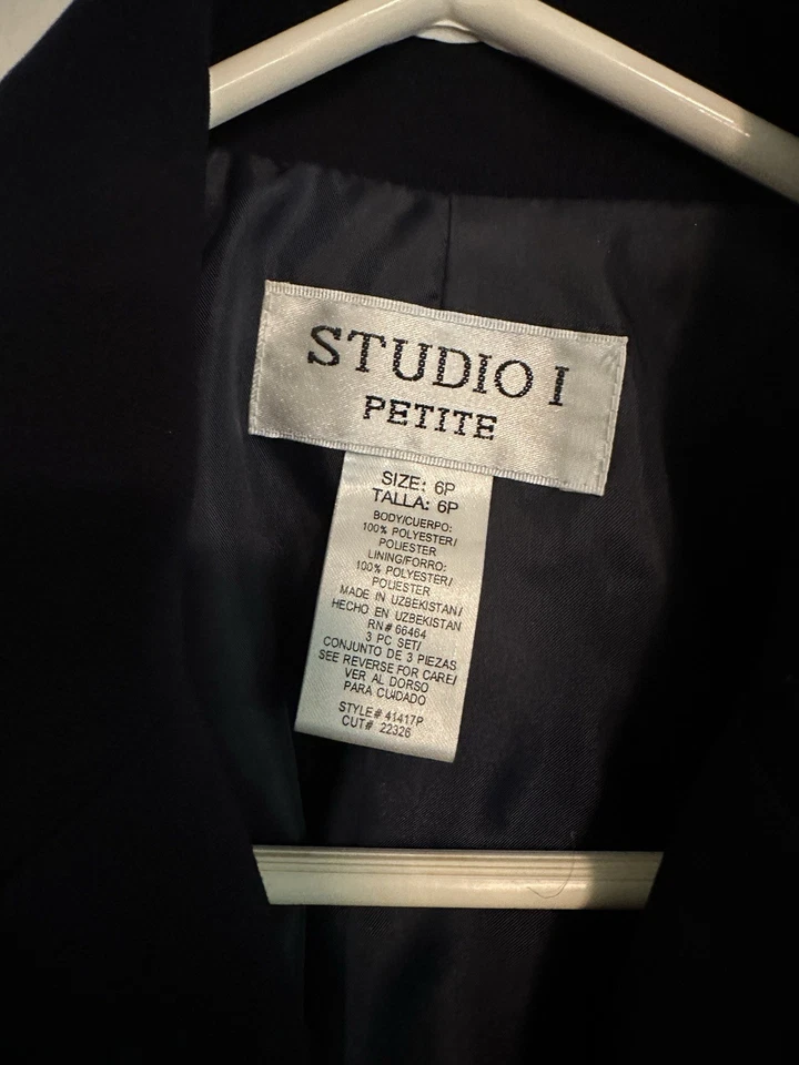 Blazer Studio I Petite Mujer Junior Negro 2 Botones Hombreras Talla 6 Foto 3 de 4