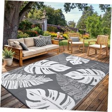  Outdoor Rug Waterproof 8x10 Reversible Outdoor Plastic Straw Rug Modern Palm 