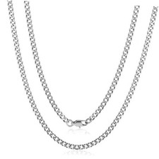 Solid Pure Titanium Cuban Link Chain 3.5mm Finely Polished Skin 25.59 Inches