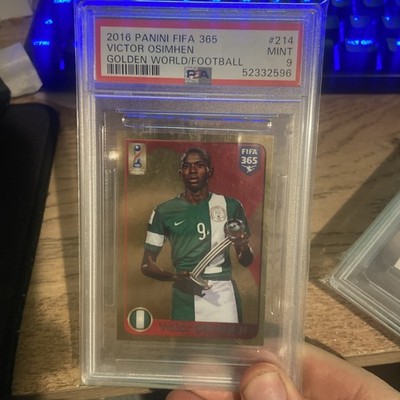 psa 9 Victor Osimhen Rookie Panini FIFA 365 RC Sticker #214 Golden World 2016-17