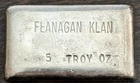 Rare Vintage 5 Oz Flanagan Klan Old Poured Silver Bar Toned & Pour Lines