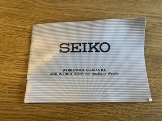 Seiko Worldwide Guarantee Watch Booklet