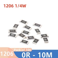 1206 1/4W SMD Resistors Chip Resistance 5% all values 0R - 10M Pack of 100