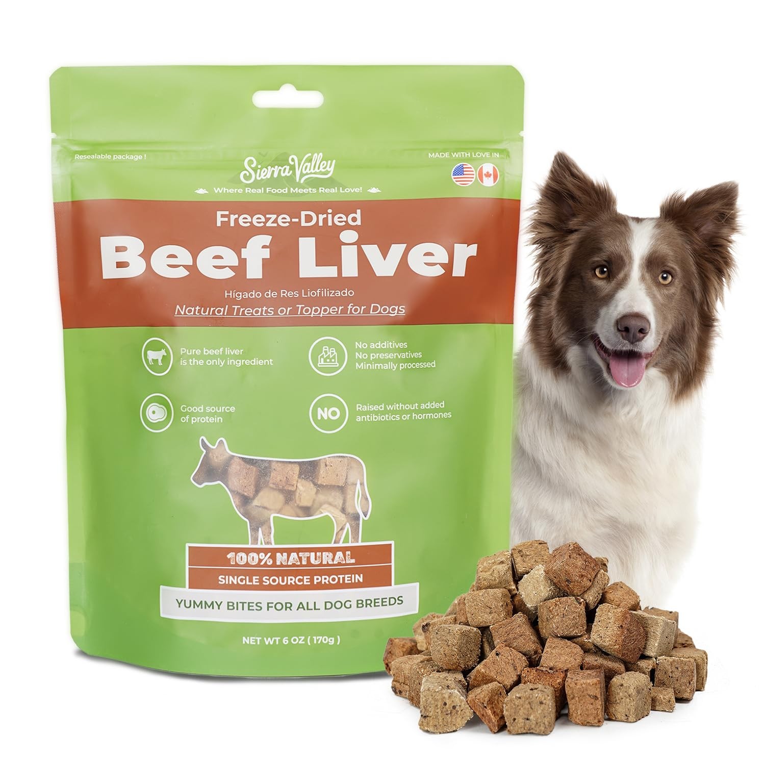 Freeze-Dried Beef Liver Dog Treats, High Iron Human-Grade Protein Bites, 2cm ...