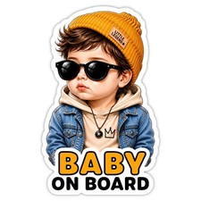 Baby on Board - Kind im Auto Autoaufkleber Fenster Sticker 15x9,5 cm Junge