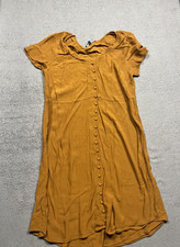 Madewell Dress Womens Medium Brown Lightspun V-Neck Button Front Midi Viscose