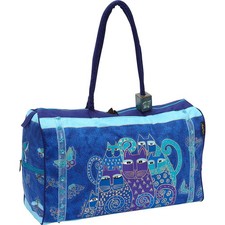 Laurel Burch LB414 Indigo Cats Travel Tote Bag in Blue Plastic for Adults