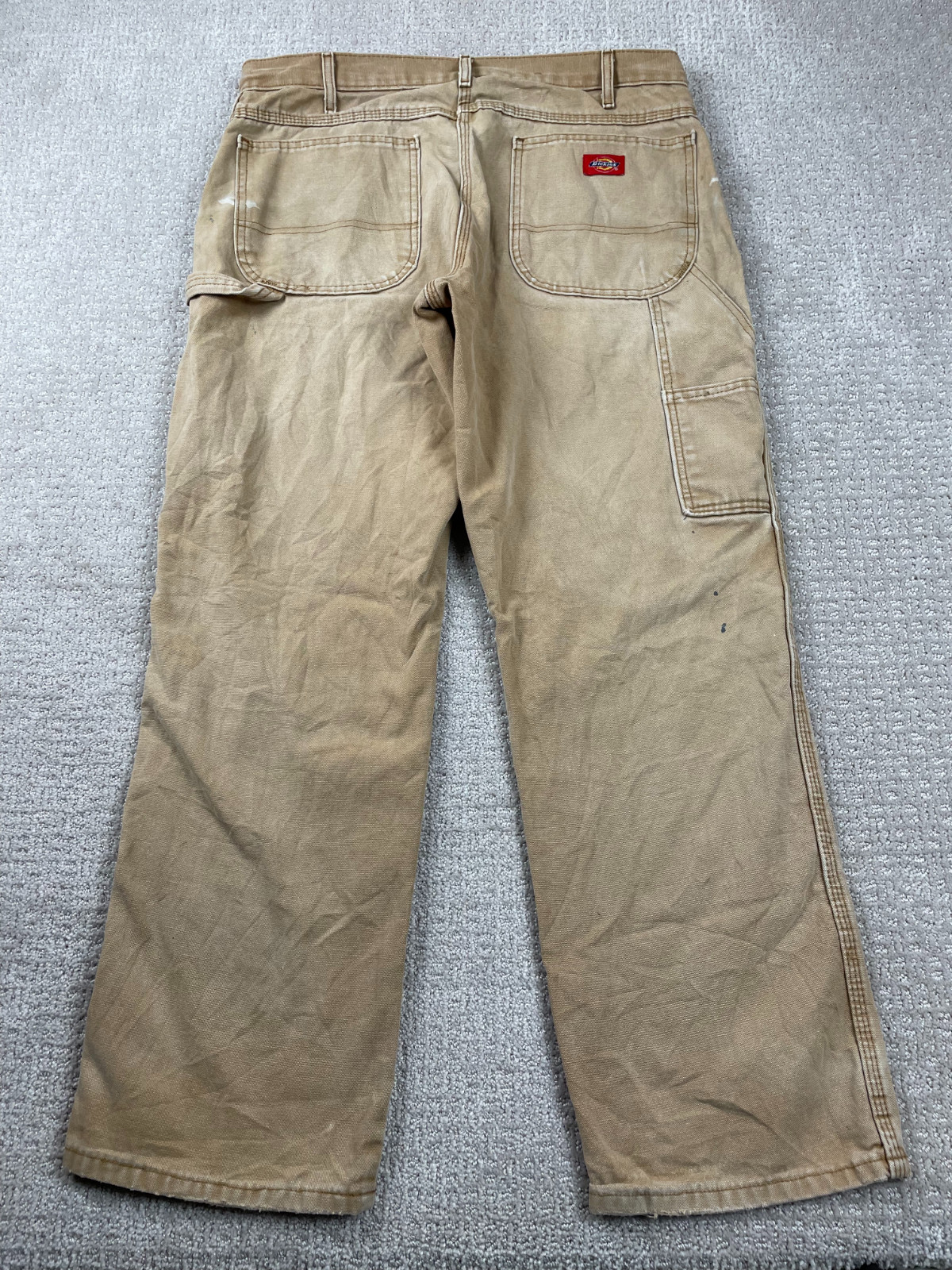 Vintage Dickies Pants Men 34x30 Brown Canvas Wide Leg Baggy Carpenter Distressed