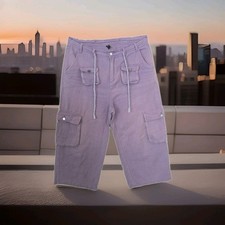 Cider Women's Wash Purple Cargo Jeans High Wide Leg Size 1XL Petite (40W) N0035