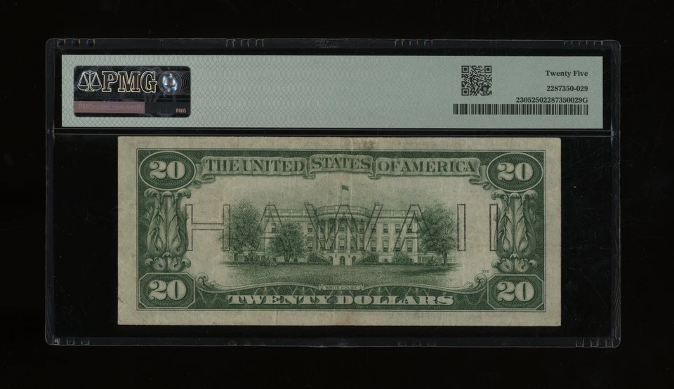 DBR 1934-A $20 FRN Hawaii Fr. 2305 PMG 25 Serial L86752130A - Image 2 of 2