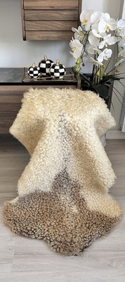 %100 Natural Gotland Sheepskin Rug,sheepskin Pelt,Natural Color,Beige,Camel
