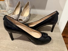 Stuart Weitzman Black Patent Peep Toe 3 in Heels Pumps Sz 6