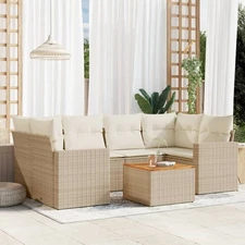 Garden Sofa Set Beige PE rattan Large Modular Garden Sofa Set