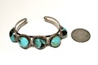 Estate Vintage Native American Sterling Silver Turquoise Cuff Bracelet 22.4 Gram — photo 7