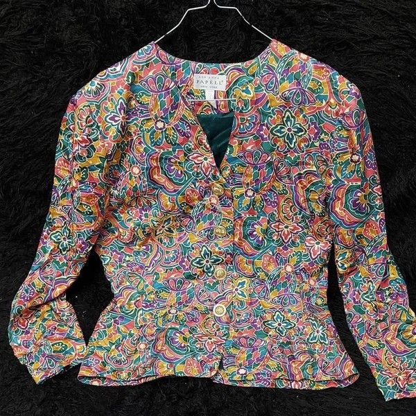 Women American Vintage Jacket Multicolor Silk M