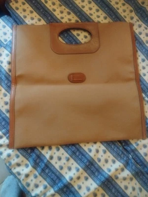 Sac Lancel cabas vintage en toile beige et cuir marron - Photo 1/4