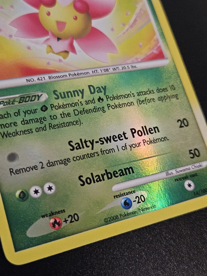 Pokemon Cherrim 14/100 Reverse Holo Rare Stormfront 2008 Error Print Line/Energy - Image 2 of 4