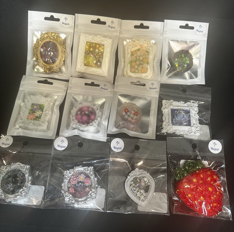 Lot Of 12 handmade Resin Magnets. New! Great For Reselling.