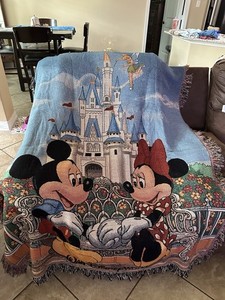 Mickey and Minnie in front of Cinderella’s Castle Tapestry Woven Throw 60” x 50”