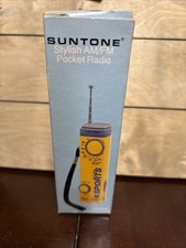    Vintage Suntone Yellow AM/FM Pocket Radio  1990s  new - Tested
