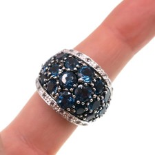 Sterling Silver London Blue Topaz Wide Fashion Band, Finger Size 7