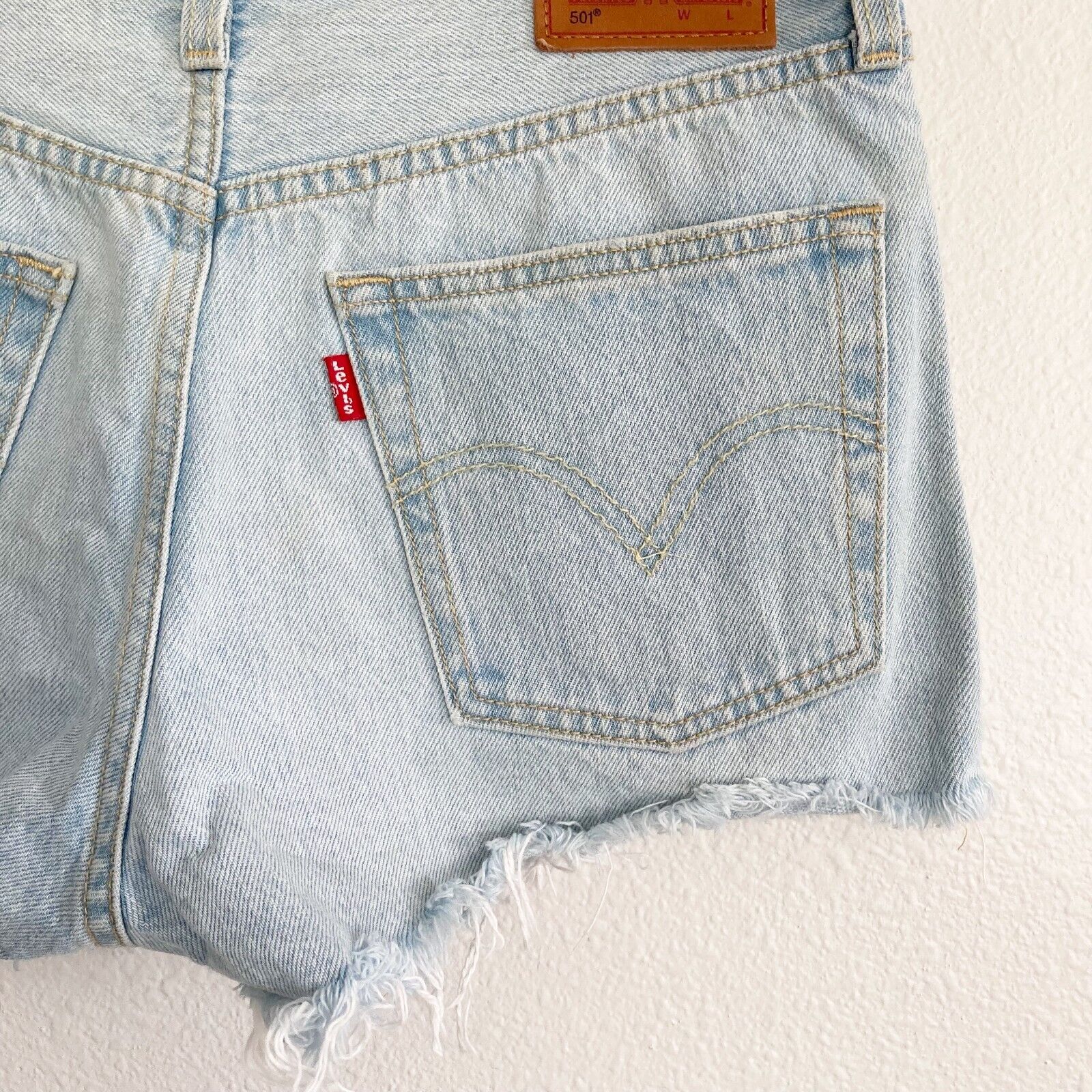 Levi's 501 Cut Off Jean Shorts Button Fly Light W… - image 8