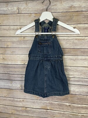 denim overall dress toddler Chaps 24 Mo Baby Girl Toddler Overalls Dress Denim Blue Jean Dress  Adjustable