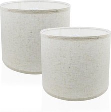 Lampshades Set of 2 Drum Lampshades 11.6x12.6x9.8in Medium Fabric Natural Lin...