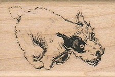 Dog Running 1 3/4 x 2 1/2" Rubber Stamp, Dog Stamp, Dog Lover Stamp