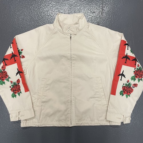 Giacca Harrington Supreme Distruzione della Purezza Stampa Sbiadita Cotone Off White L - Foto 3 di 9