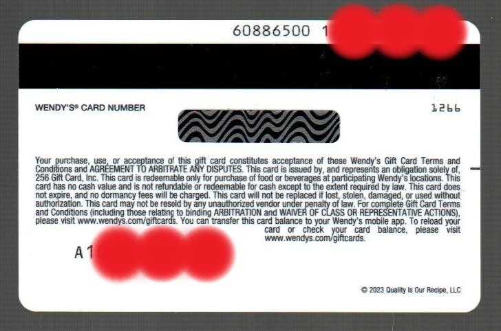 WENDY'S Classic Wendy's Logo ( 2023 ) Gift Card ( $0 - NO VALUE