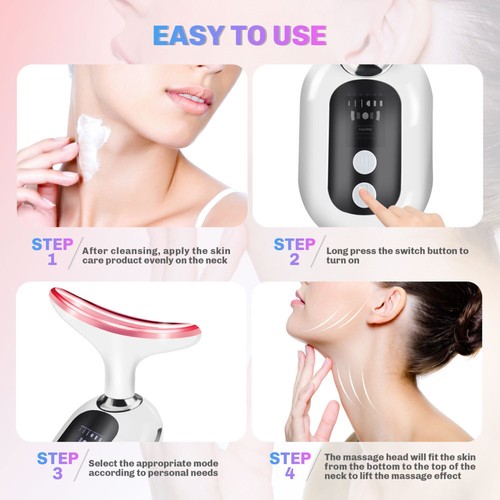 Neck Face Lifting Massager Skin Tighten Device LED and Anti Wrinkle Double Chin - Picture 6 of 13
