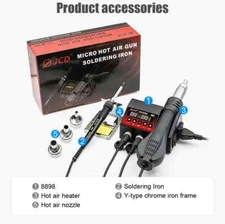 Soldering Station 2 IN1 750W Hot Air Gun LCD Dual Digital Display Soldering Iron