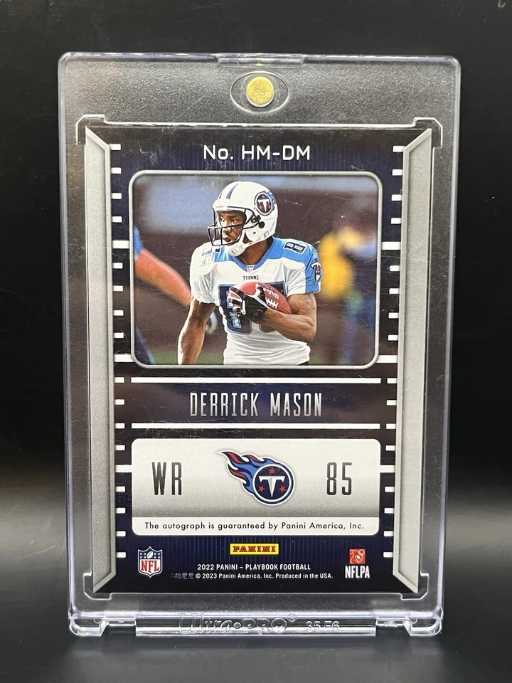 2022 Panini Playbook - Derrick Mason Hash Marks Auto /49 Titans #HM-DM - Image 2 of 2