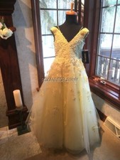 Sherri Hill Littles K53846 Butter Yellow Girls Pageant Gown Dress sz 6