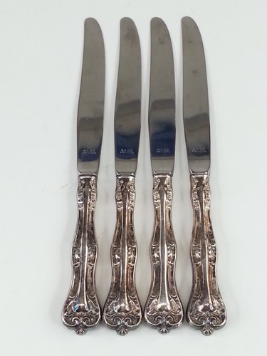 Vintage 4 Piece NS Co Dinner Knives Set Silver-plate and Stainless Steel