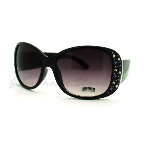 Women's Fashion Sunglasses Oversize Thick Frame Rhinestones - Picture 4 of 21