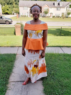 African woman dye long dress size M,L