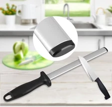 10 Inch Diamond Knife Sharpening Steel Honing Rod Oval Stick Kitchen Sharpener