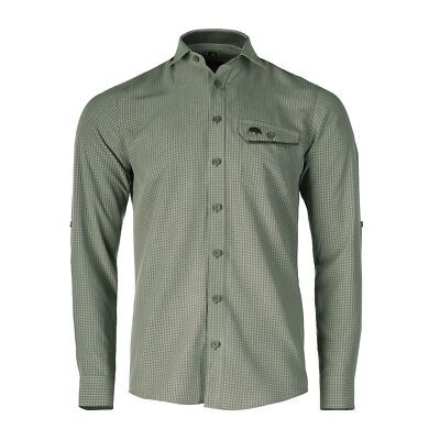 Tagart Boar Herrenhemd Slim Fit Grün M - Atmungsaktiv, Karo-Design, UV-Schutz