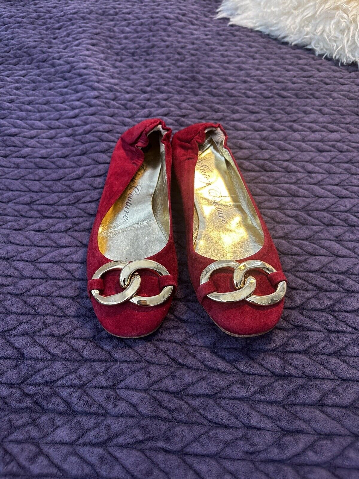 Juicy Couture Red flats Gold Hardware 6M - image 3