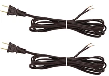 Brown Lamp Cord, 12 Foot Long Replacement Repair Part, 18/2 SPT-1 Wire - 2 Pack
